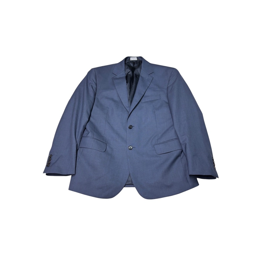 Jos A Bank Traveler 100% Wool Blue Mini Check Blazer Sport Coat Men 42S Tailored